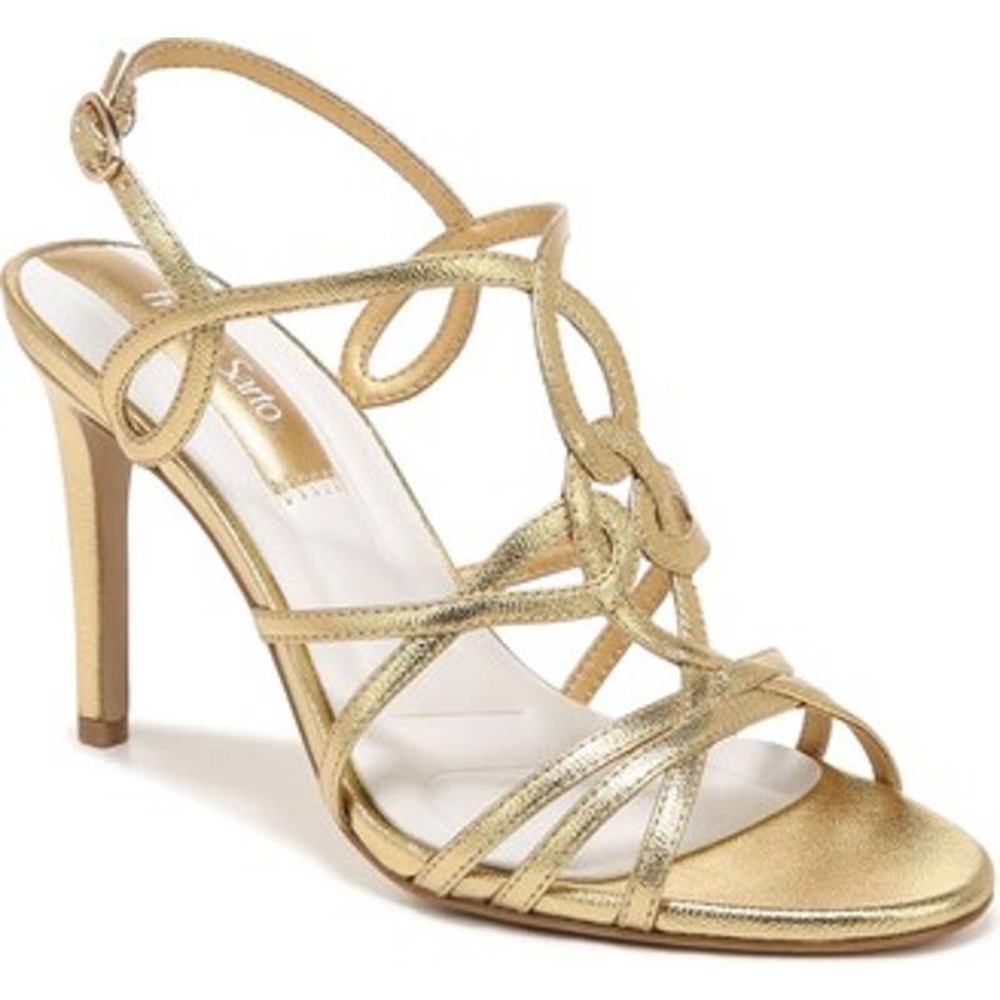 Franco Sarto Womens Harley High Heel Sandals 6.5 Metallic Gold Strappy NWOB